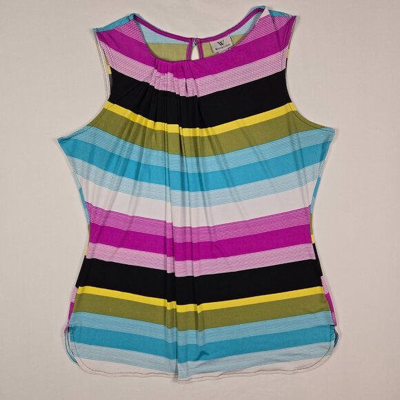 Worthington Multicolor Striped Sleeveless Blouse Summer Brights Size L‎ - Picture 3 of 9